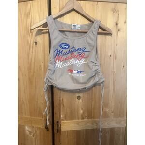 VTG Ford Mustang Womens Tank Crop Top SZ L USA American Classic Car Y2K